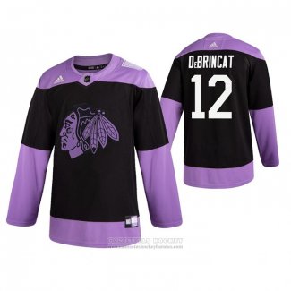 Camiseta Hockey Chicago Blackhawks Alex Debrincat 2019 Fights Cancer Negro