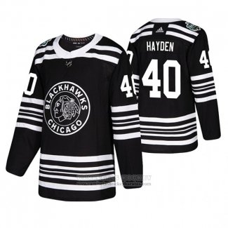 Camiseta Hockey Chicago Blackhawks John Hayden Winter Classic Negro