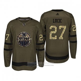 Camiseta Hockey Edmonton Oilers 27 Milan Lucic Camuflaje Salute To Service