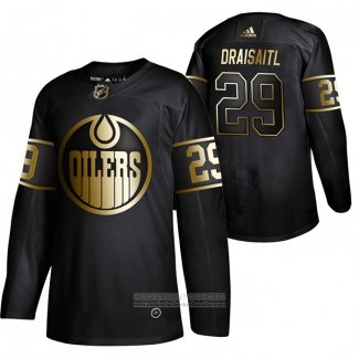 Camiseta Hockey Edmonton Oilers Leon Draisaitl Golden Edition Limited Autentico Negro