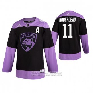 Camiseta Hockey Florida Panthers Jonathan Huberdeau 2019 Fights Cancer Negro