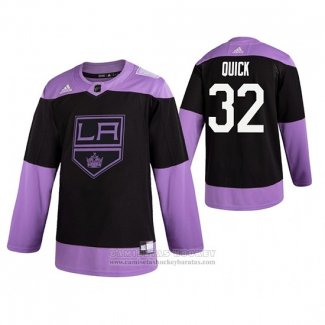 Camiseta Hockey Los Angeles Kings Jonathan Quick 2019 Fights Cancer Negro