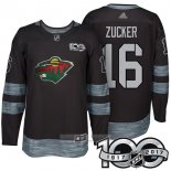 Camiseta Hockey Minnesota Wild 16 Jason Zucker 2017 100 Aniversario Negro