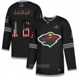 Camiseta Hockey Minnesota Wild Jason Zucker 2020 USA Flag Negro