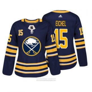 Camiseta Hockey Mujer Buffalo Sabres 15 Jack Eichel Autentico Jugador Azul