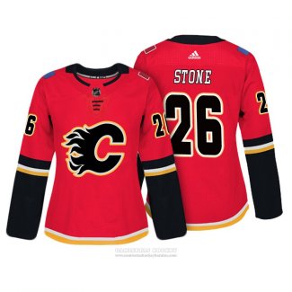 Camiseta Hockey Mujer Calgary Flames 26 Michael Stone Autentico Jugador Rojo