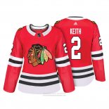 Camiseta Hockey Mujer Chicago Blackhawks 2 Duncan Keith Autentico Jugador Rojo