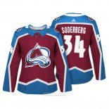 Camiseta Hockey Mujer Colorado Avalanche 34 Carl Soderberg Autentico Jugador Maroon