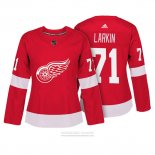 Camiseta Hockey Mujer Detroit Red Wings 71 Dylan Larkin Autentico Jugador Rojo