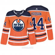 Camiseta Hockey Mujer Edmonton Oilers 44 Zack Kassian Autentico Jugador Naranja