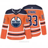 Camiseta Hockey Mujer Edmonton Oilers 83 Matt Benning Autentico Jugador Naranja