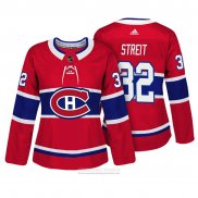 Camiseta Hockey Mujer Montreal Canadiens 32 Mark Streit Autentico Jugador Rojo