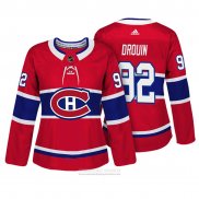 Camiseta Hockey Mujer Montreal Canadiens 92 Jonathan Drouin Autentico Jugador Rojo