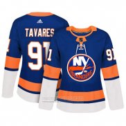 Camiseta Hockey Mujer New York Islanders 91 John Tavares Adizero Jugador Primera Azul