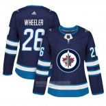 Camiseta Hockey Mujer Winnipeg Jets 26 Blake Wheeler Adizero Jugador Primera Azul