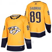 Camiseta Hockey Nashville Predators 89 Frederick Gaudreau Autentico Primera 2018 Amarillo