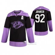 Camiseta Hockey Nashville Predators Ryan Johansen 2019 Fights Cancer Negro