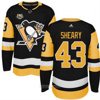 Camiseta Hockey Nino Pittsburgh Penguins 43 Conor Sheary Negro 50 Aniversario Primera Premier