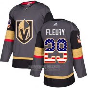 Camiseta Hockey Nino Vegas Golden Knights 29 Marc-andre Fleury Gris Primera Autentico USA Flag Stitched