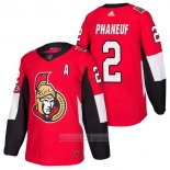 Camiseta Hockey Ottawa Senators 2 Dion Phaneuf Autentico Primera 2018 Rojo