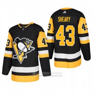 Camiseta Hockey Pittsburgh Penguins 43 Conor Sheary Primera Autentico Jugador Negro