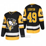 Camiseta Hockey Pittsburgh Penguins 49 Michael Leighton Primera Autentico Jugador Negro