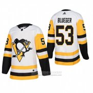 Camiseta Hockey Pittsburgh Penguins 53 Teddy Blueger Segunda Autentico Jugador Blanco