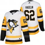 Camiseta Hockey Pittsburgh Penguins 62 Carl Hagelin Autentico Segunda 2018 Blanco