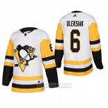 Camiseta Hockey Pittsburgh Penguins 6 Jamie Oleksiak Segunda Autentico Jugador Blanco