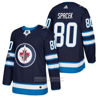 Camiseta Hockey Winnipeg Jets 80 Michael Spacek Autentico Primera 2018 Azul