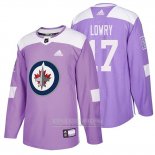 Camiseta Hockey Winnipeg Jets Adam Lowry 2018 Fights Cancer Violeta