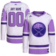 Camiseta Hockey Buffalo Sabres Personalizada Fights Cancer Autentico Blanco Violeta