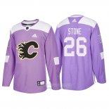 Camiseta Hockey Calgary Flames Michael Stone 2018 Fights Cancer Violeta