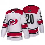 Camiseta Hockey Carolina Hurricanes 20 Sebastian Aho New Season Team Road 2018 Blanco