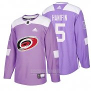 Camiseta Hockey Carolina Hurricanes Noah Hanifin 2018 Fights Cancer Violeta