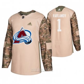 Camiseta Hockey Colorado Avalanche Semyon Varlamov Dia De Los Veteranos Camuflaje