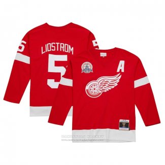 Camiseta Hockey Detroit Red Wings Nicklas Lidstrom Mitchell & Ness Alterno Captain Patch 2001-02 Blue Line Rojo