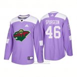 Camiseta Hockey Minnesota Wild 46 Jared Spurgeon Autentico 2018 Fights Cancer Violeta