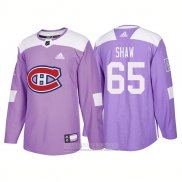 Camiseta Hockey Montreal Canadiens 65 Andrew Shaw Autentico 2018 Fights Cancer Violeta