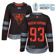 Camiseta Hockey Mujer America del Norte 93 Ryan Nugent-Hopkins Premier 2016 World Cup Negro