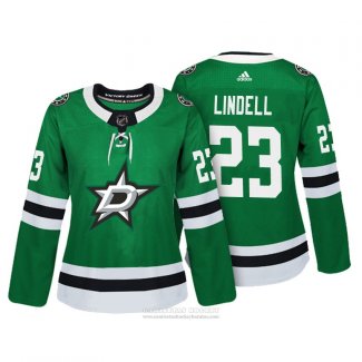 Camiseta Hockey Mujer Dallas Stars 23 Esa Lindell Autentico Jugador Verde