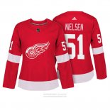 Camiseta Hockey Mujer Detroit Red Wings 51 Frans Nielsen Autentico Jugador Rojo