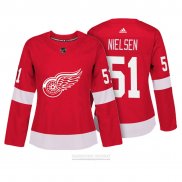 Camiseta Hockey Mujer Detroit Red Wings 51 Frans Nielsen Autentico Jugador Rojo