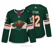 Camiseta Hockey Mujer Minnesota Wild 12 Eric Staal Autentico Jugador Verde