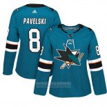 Camiseta Hockey Mujer San Jose Sharks 8 Joe Pavelski Primera Adizero Jugador Verde