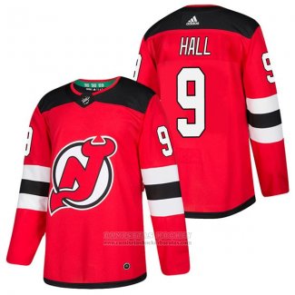 Camiseta Hockey New Jersey Devils 9 Taylor Hall Autentico Primera 2018 Rojo