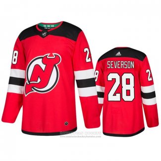 Camiseta Hockey New Jersey Devils Damon Severson Primera Autentico Rojo