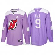 Camiseta Hockey New Jersey Devils Taylor Hall 2018 Fights Cancer Violeta