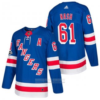 Camiseta Hockey New York Rangers 61 Rick Nash Autentico Primera 2018 Azul