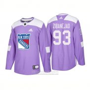 Camiseta Hockey New York Rangers 93 Mika Zibanejad Autentico 2018 Fights Cancer Violeta